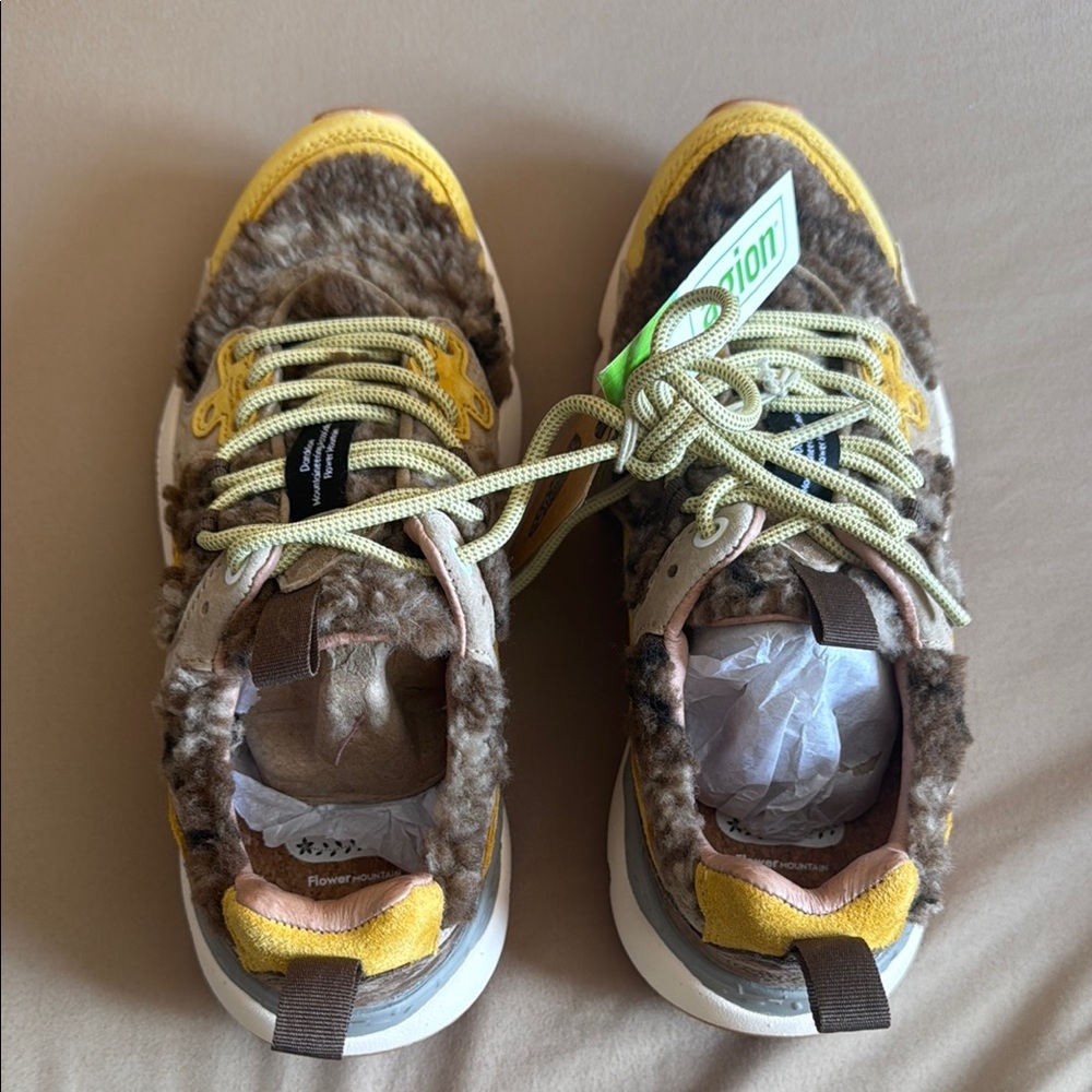 Women Yellow and Brown Sneakers